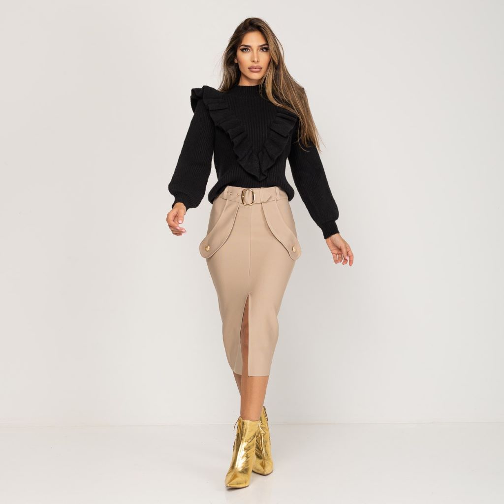 Falda midi tubo beige ZARA MANGO