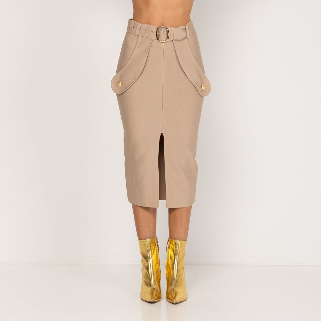 Falda midi entallada beige ZARA MANGO