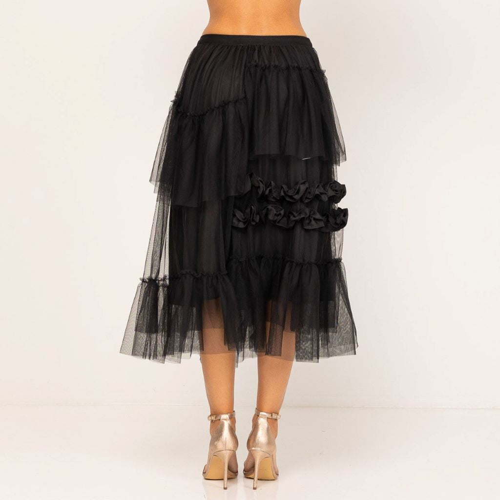 Falda midi tul negra ZARA MANGO