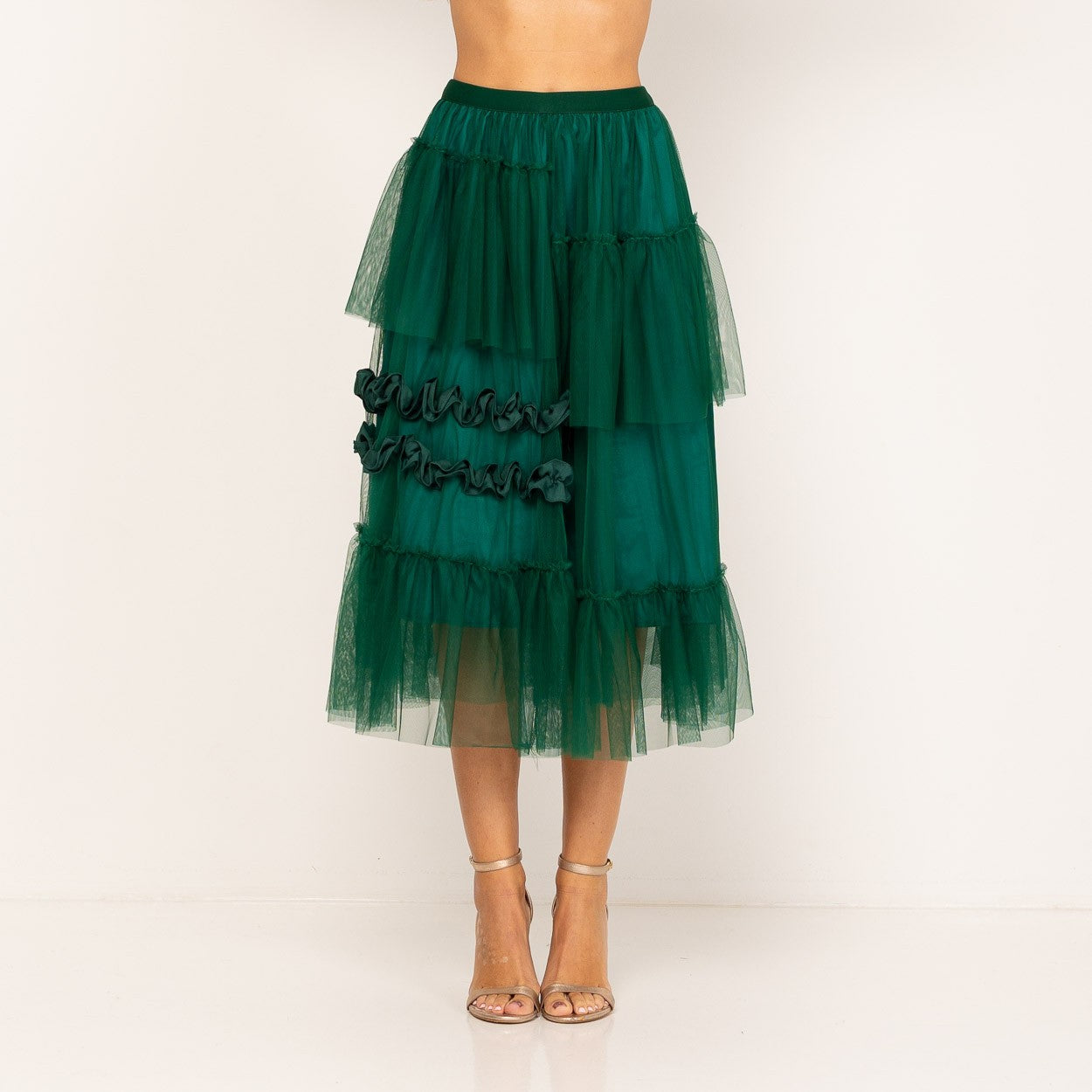 Falda midi tul verde ZARA MANGO
