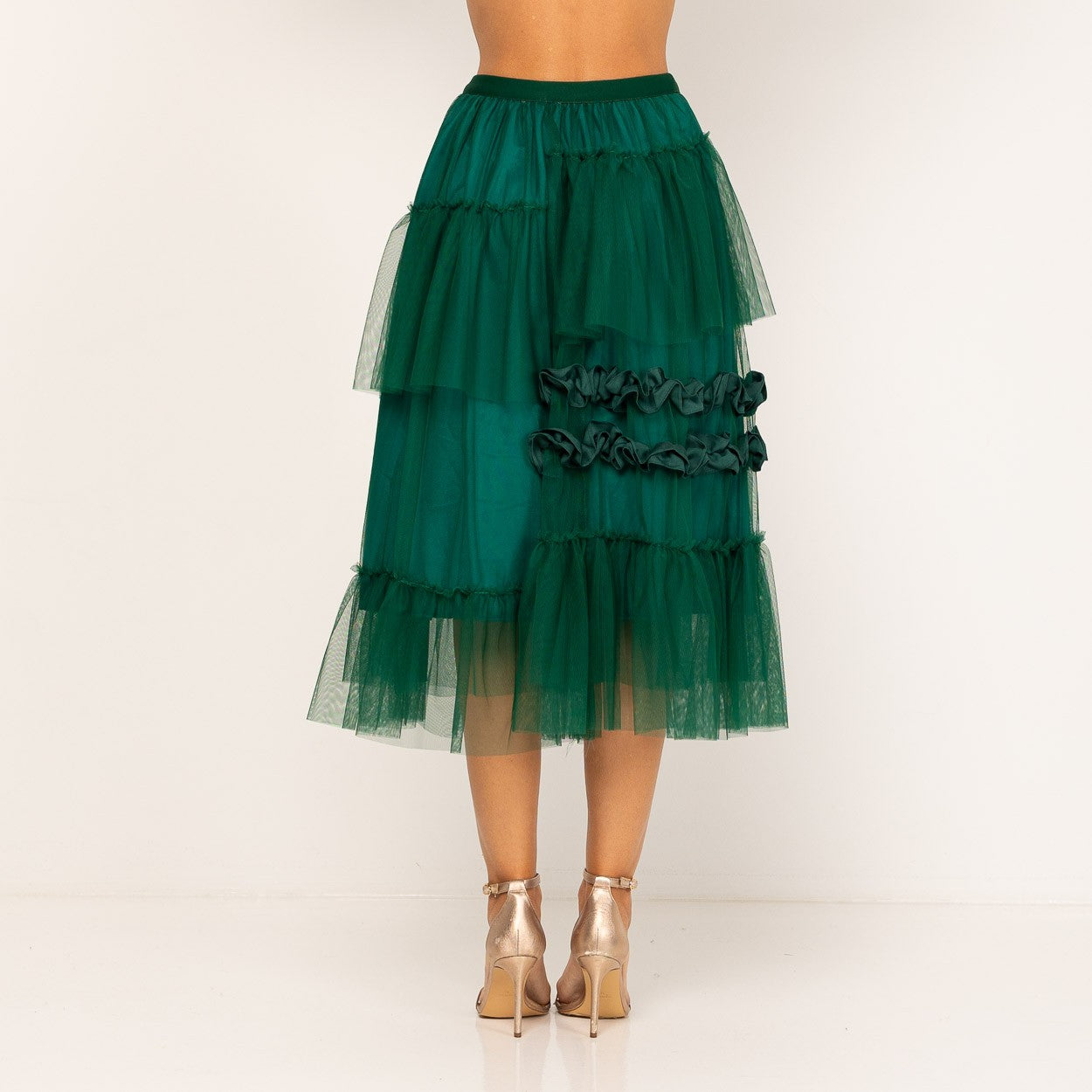 Falda midi tul verde ZARA MANGO
