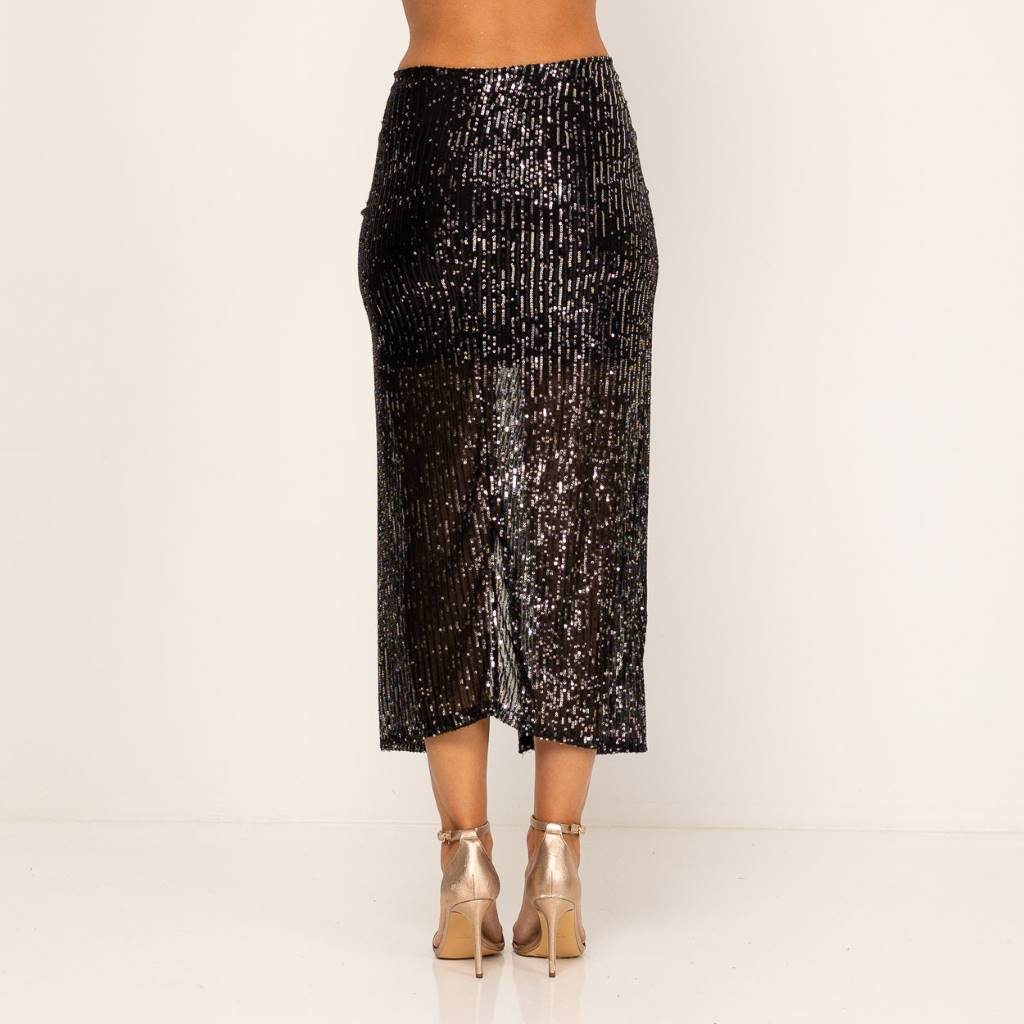 Falda Lentejuelas Negra ZARA MANGO