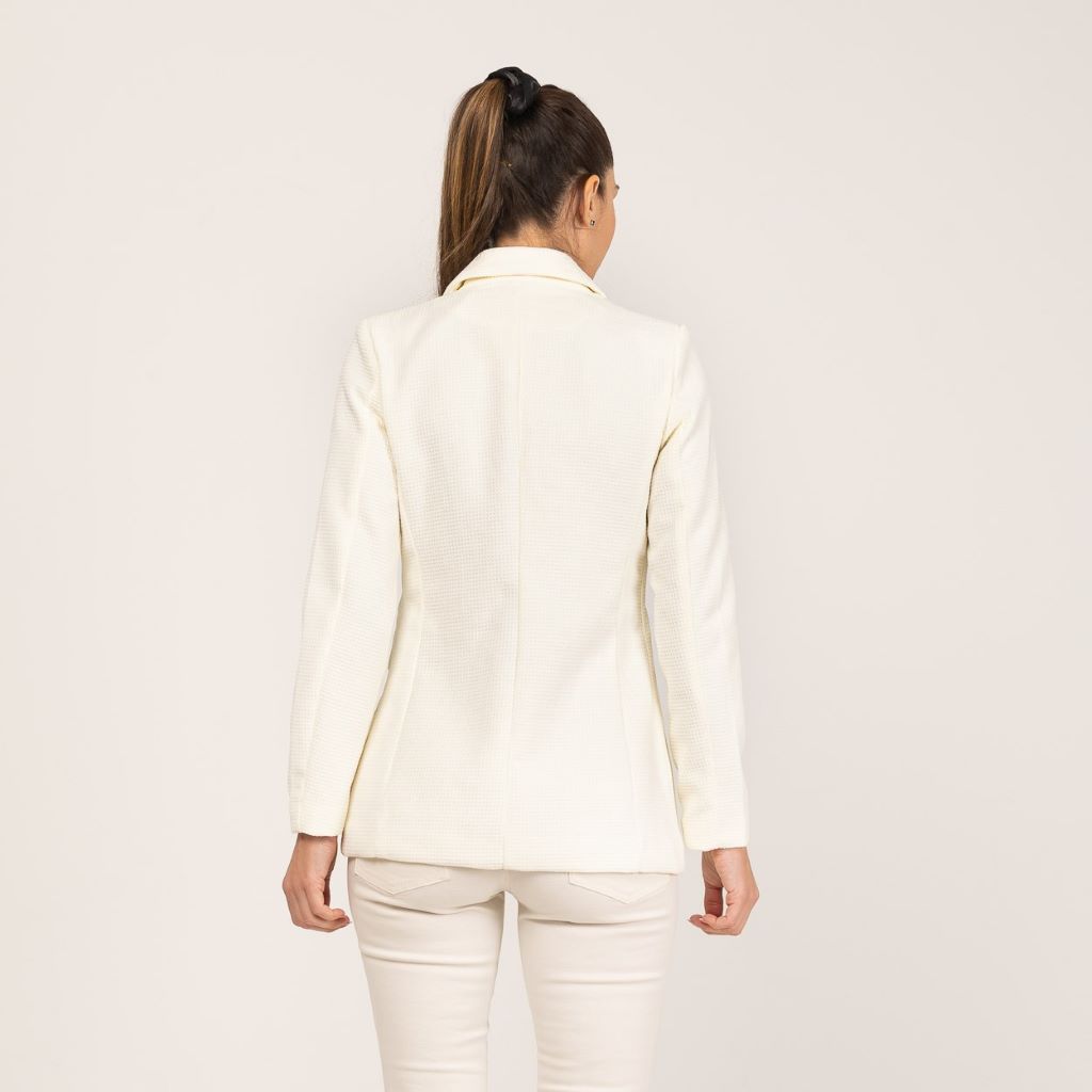 Blazer de Piqué Blanca Cruzada MANGO ZARA