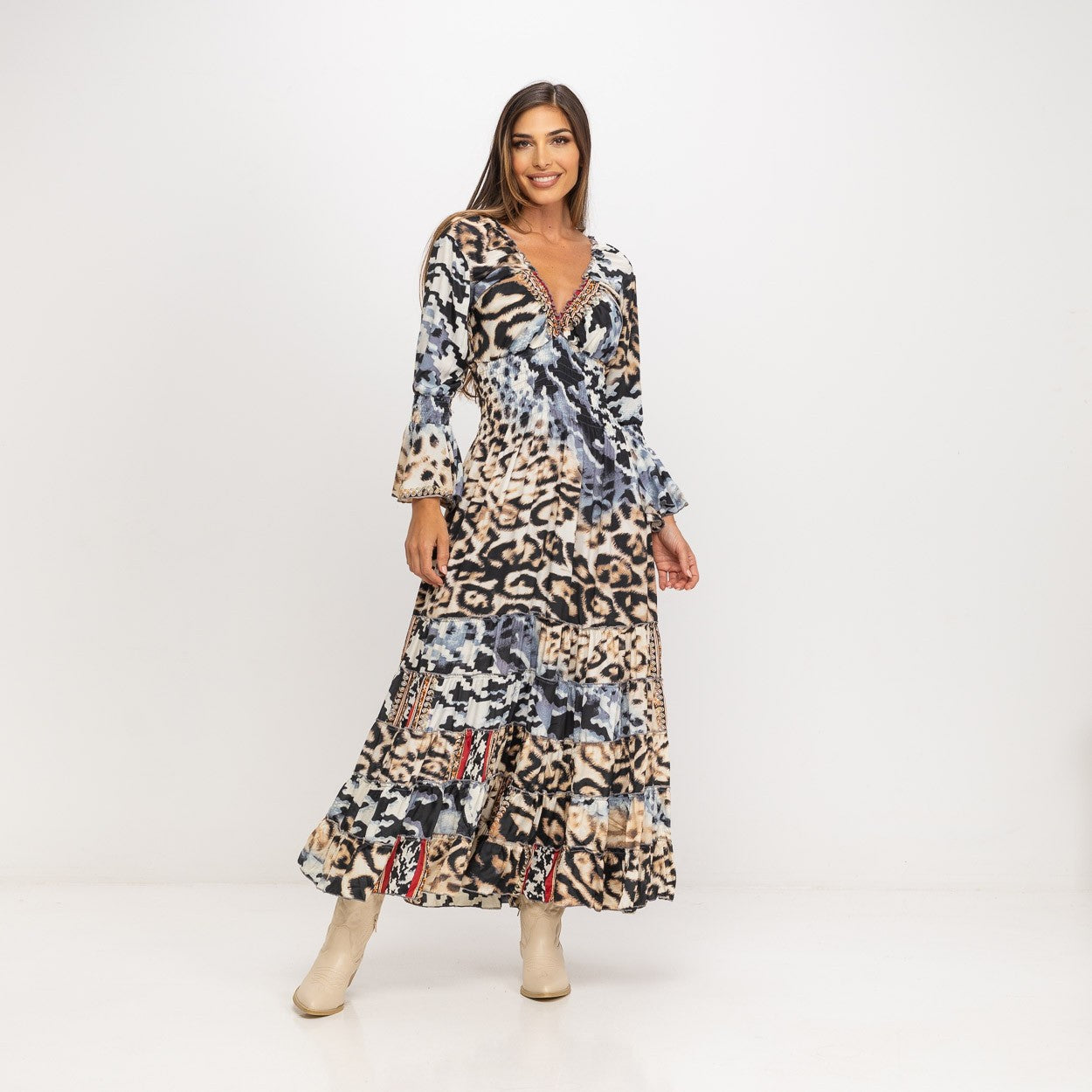 Vestido Boho estampado Animal Print MANGO ZARA