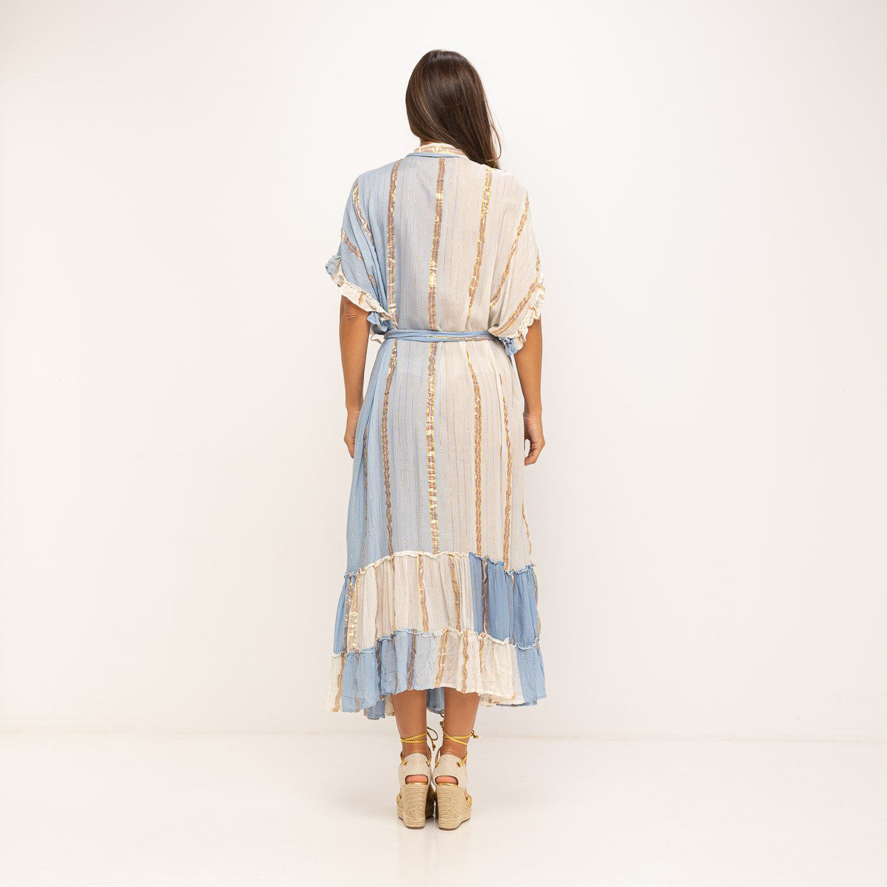 Kaftan Azul Dorado estampado lores MANGO ZARA