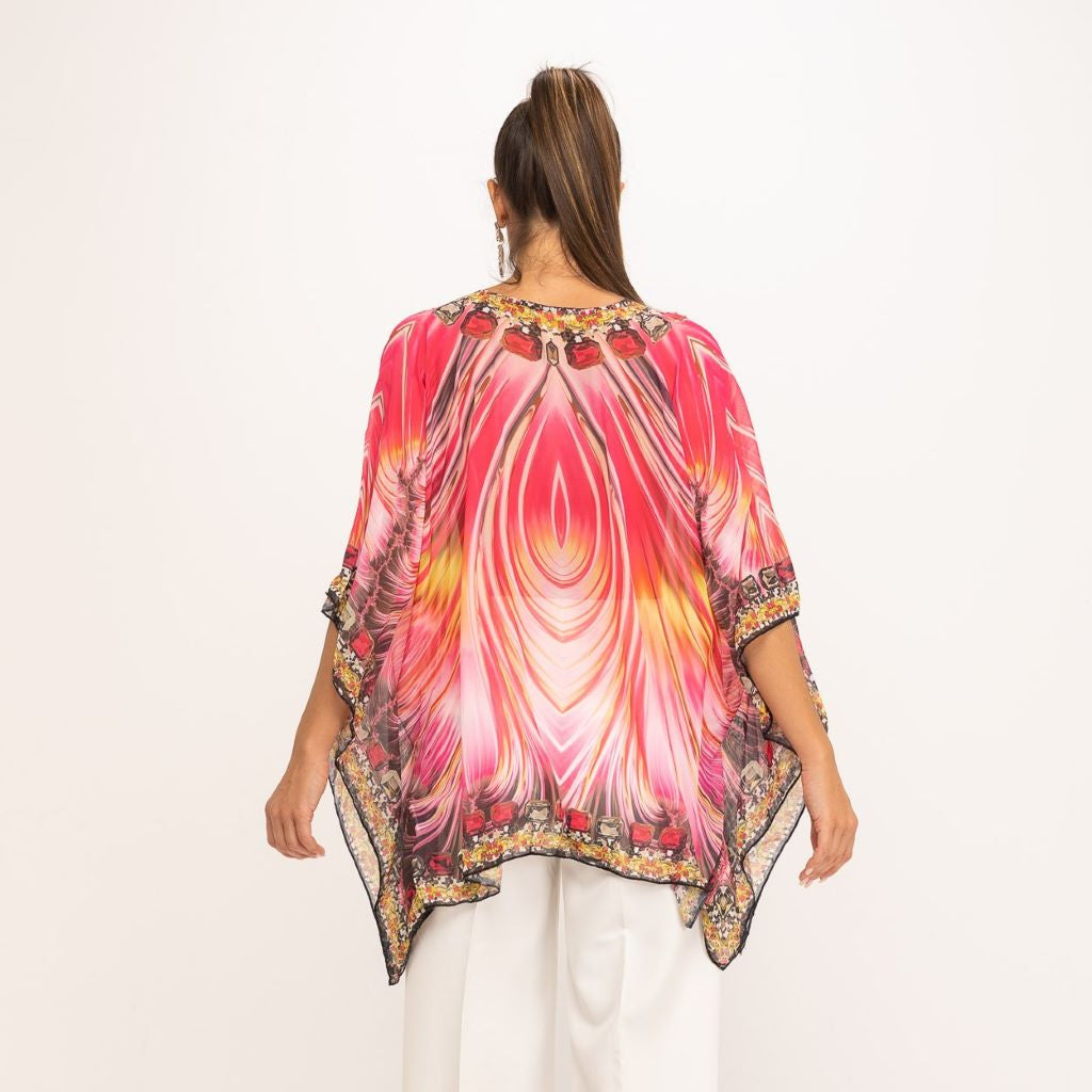 Blusa estampada con pedrería roja MANGO ZARA