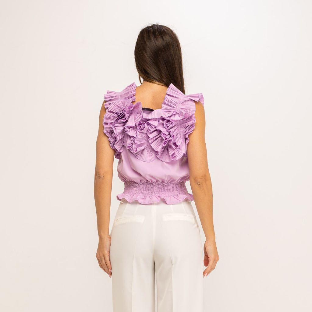 Top Volantes Violeta MANGO ZARA
