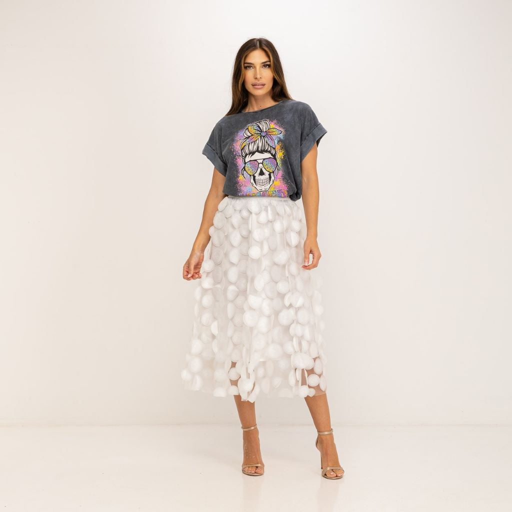 Falda de Tul Circunferencias Blanca MANGO ZARA