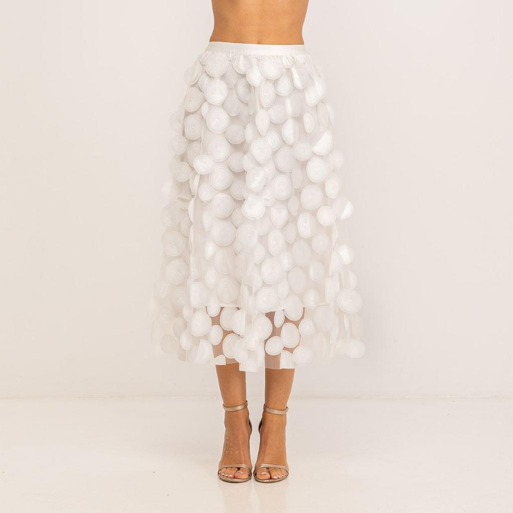 Falda de Tul Blanco con Circunferencias MANGO ZARA