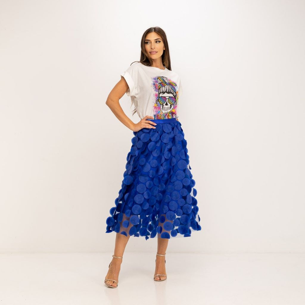 Falda de Tul Azul con Circunferencias MANGO ZARA