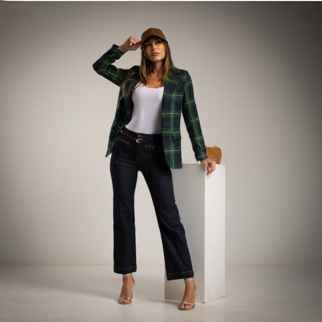 Blazer cuadros tartan azul marino