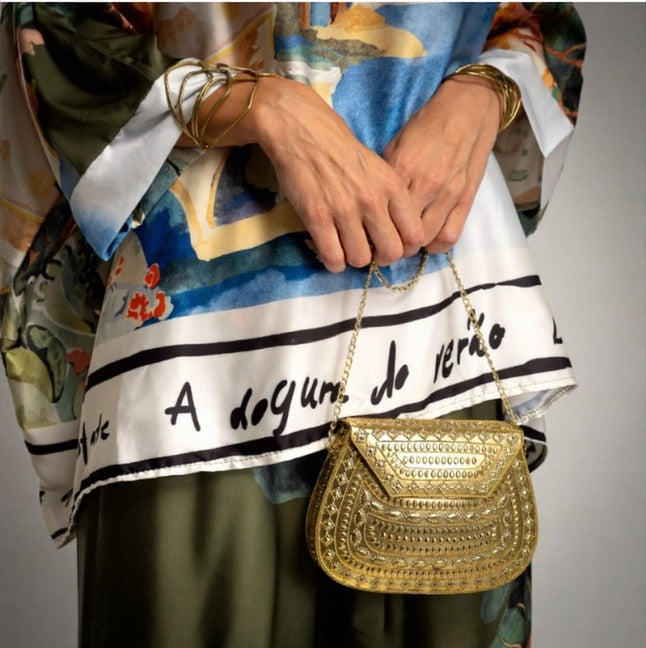 Bolso Pequeño Metálico Dordo con Grabados