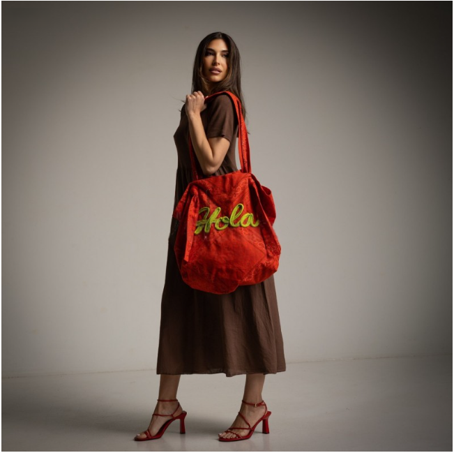 Bolso de Loneta estampado paisley color teja