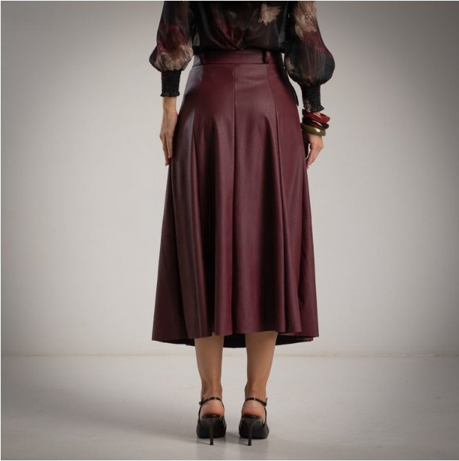 Falda Quillas Ecopiel Burdeos Moda50