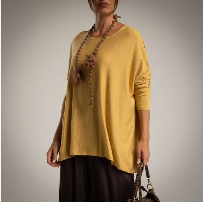 Jersey Oversize Punto Fino Ocre