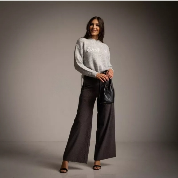 Pantalón Gris Ancho de Vestir Carlota and Co