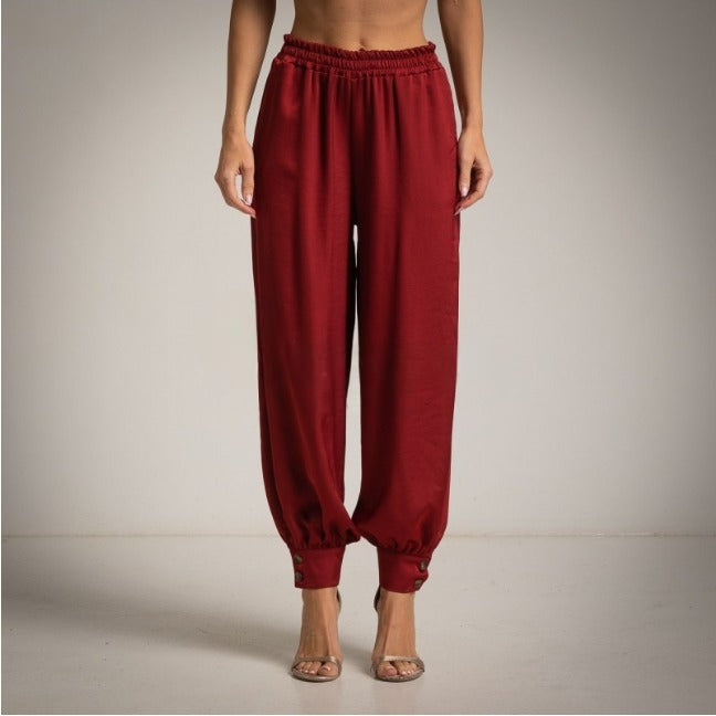 Pantalon aladin satinado burgundy
