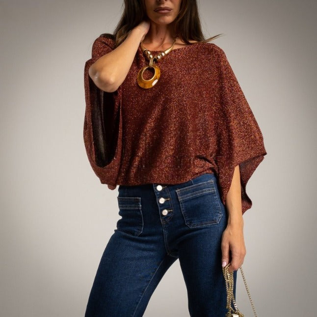 Sweater Capa Crop Burgundy Brillante