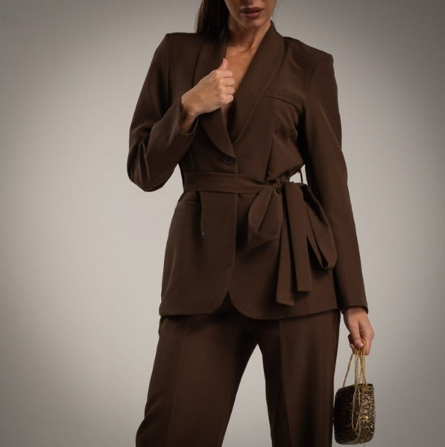 Traje pantalon chocolate Tallas Grandes