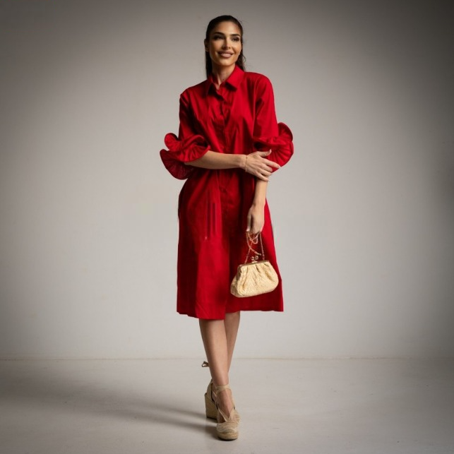 Vestido Algodón Rojo Chris Botti Shop