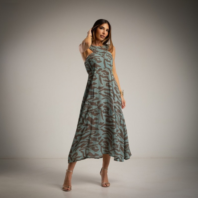 Vestido Animal Print Azul