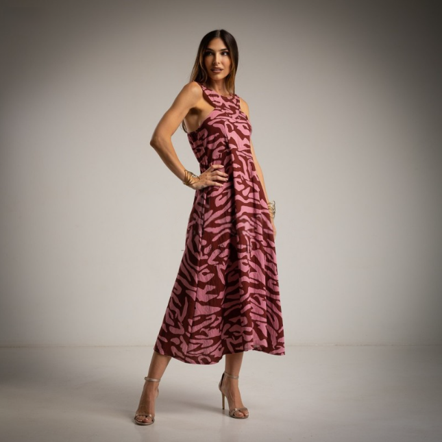 Vestido Animal Print Rosa