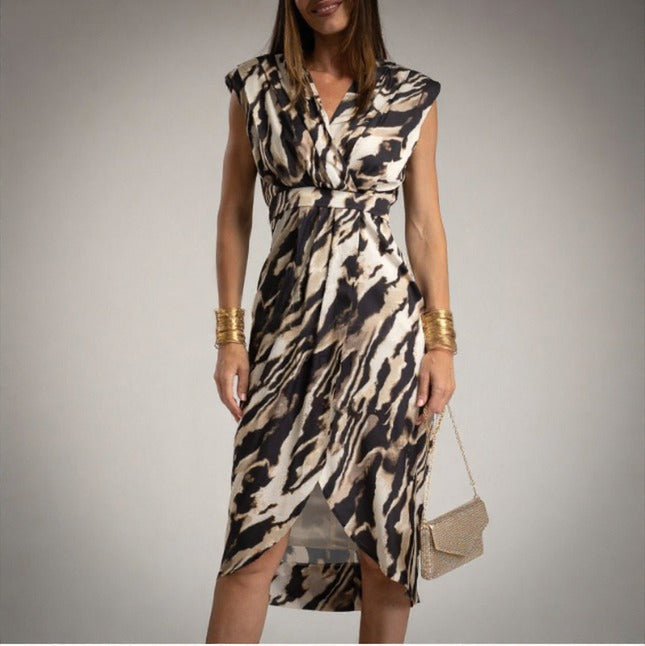 Vestido Entallado Midi de Fiesta animal Print
