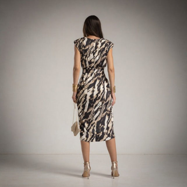 Vestido Entallado Midi de Fiesta animal Print