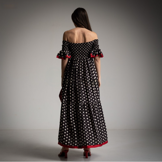 Vestido Ranchera de Lunares Negro Chris Botti Shop
