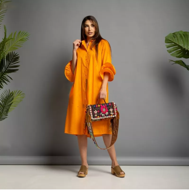 Vestido Algodón Naranja Chris Botti Shop