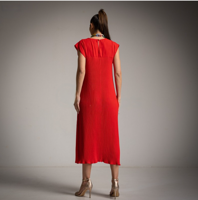 Vestido Rojo Plisado