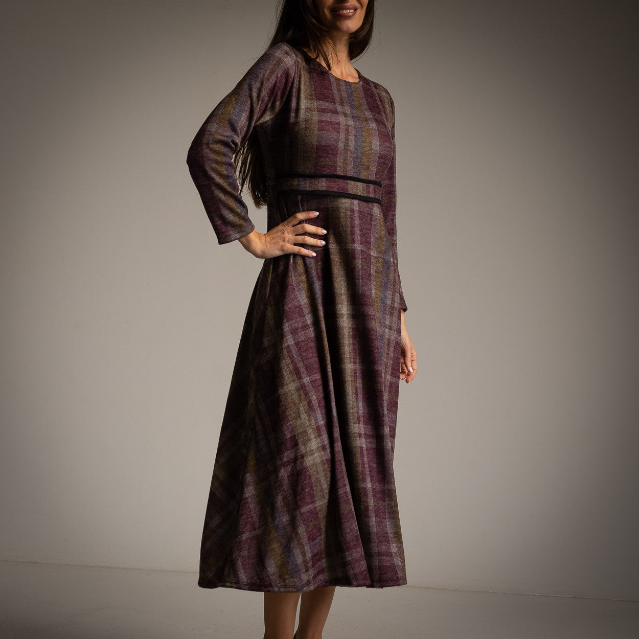 Vestido Tartan Morado ZARA