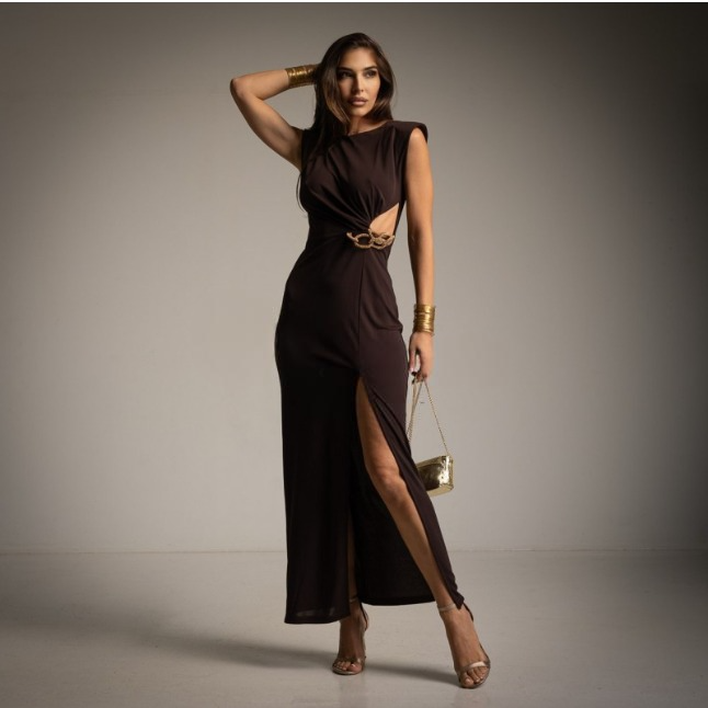 Vestido de Fiesta Cut Out Marrón