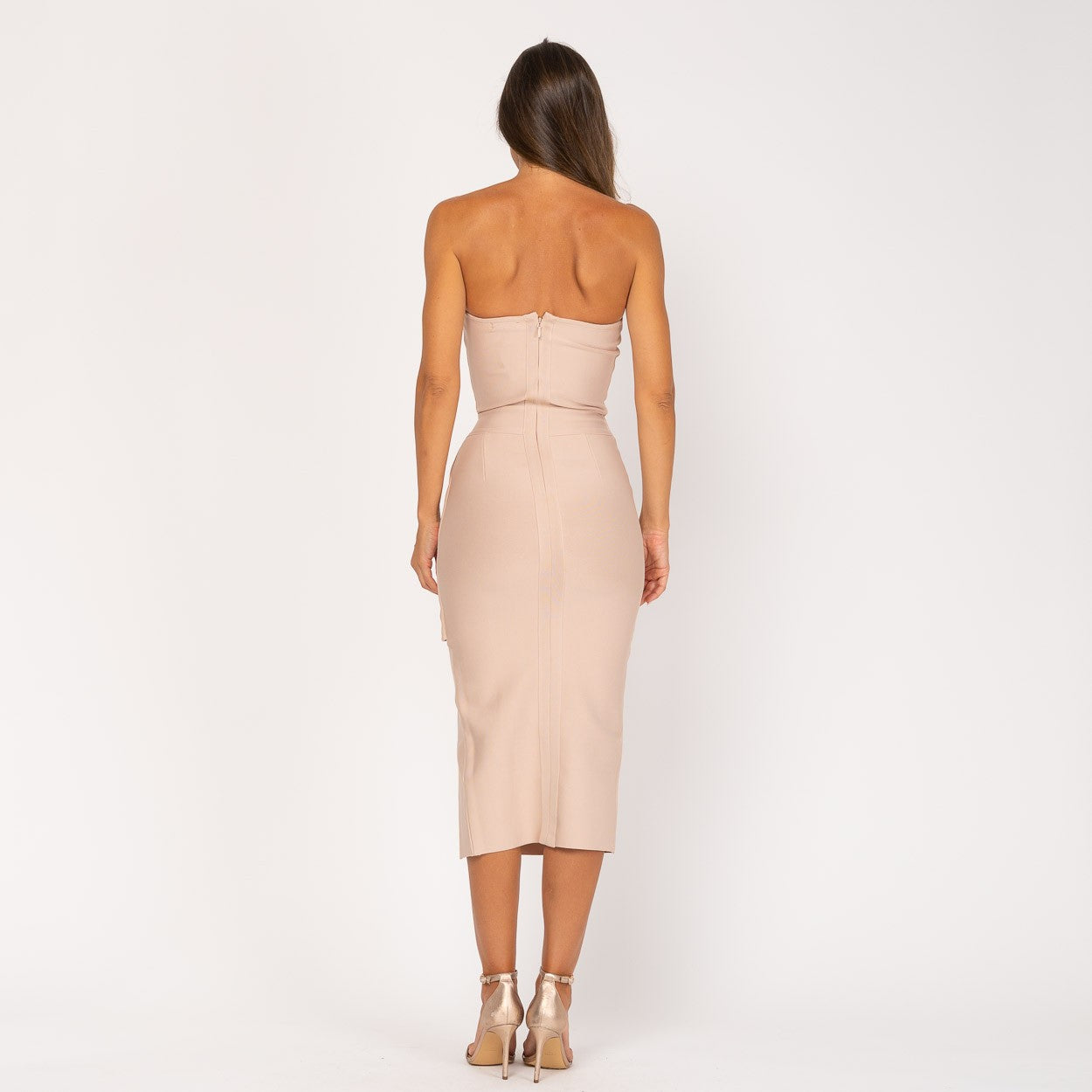 Vestido de Ceremonia Rosa Palo Palabra de Honor MANGO ZARA