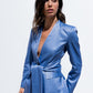 Blazer satinada azul celeste 