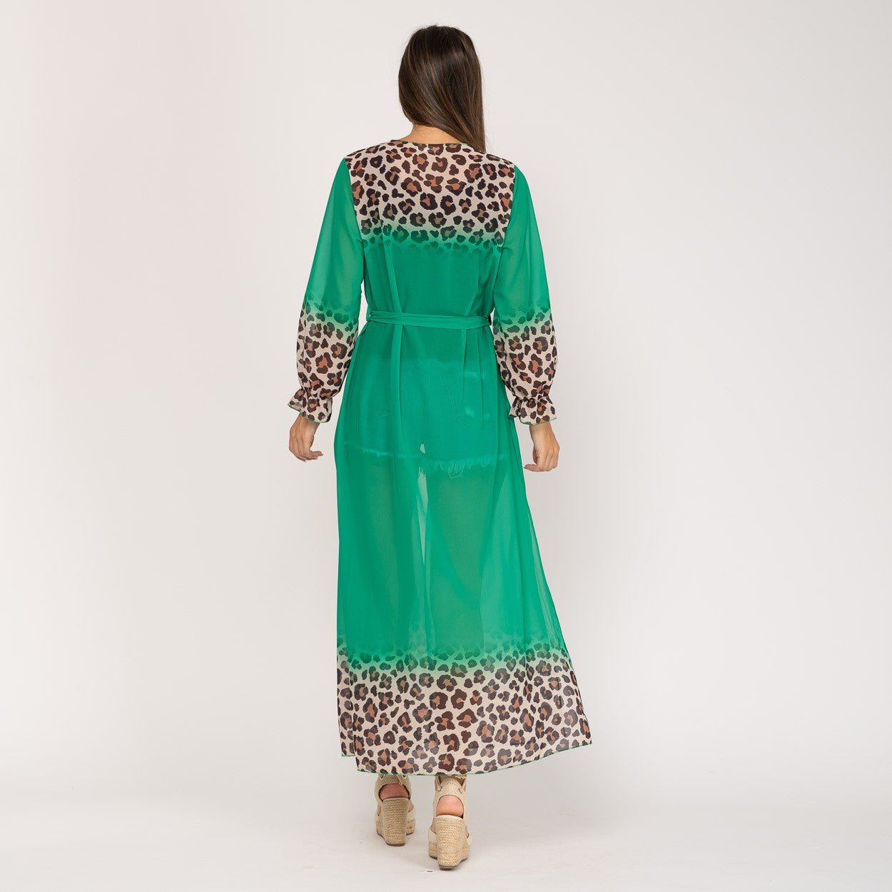 Kimono verde animal print