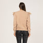 Chaqueta beige plumas