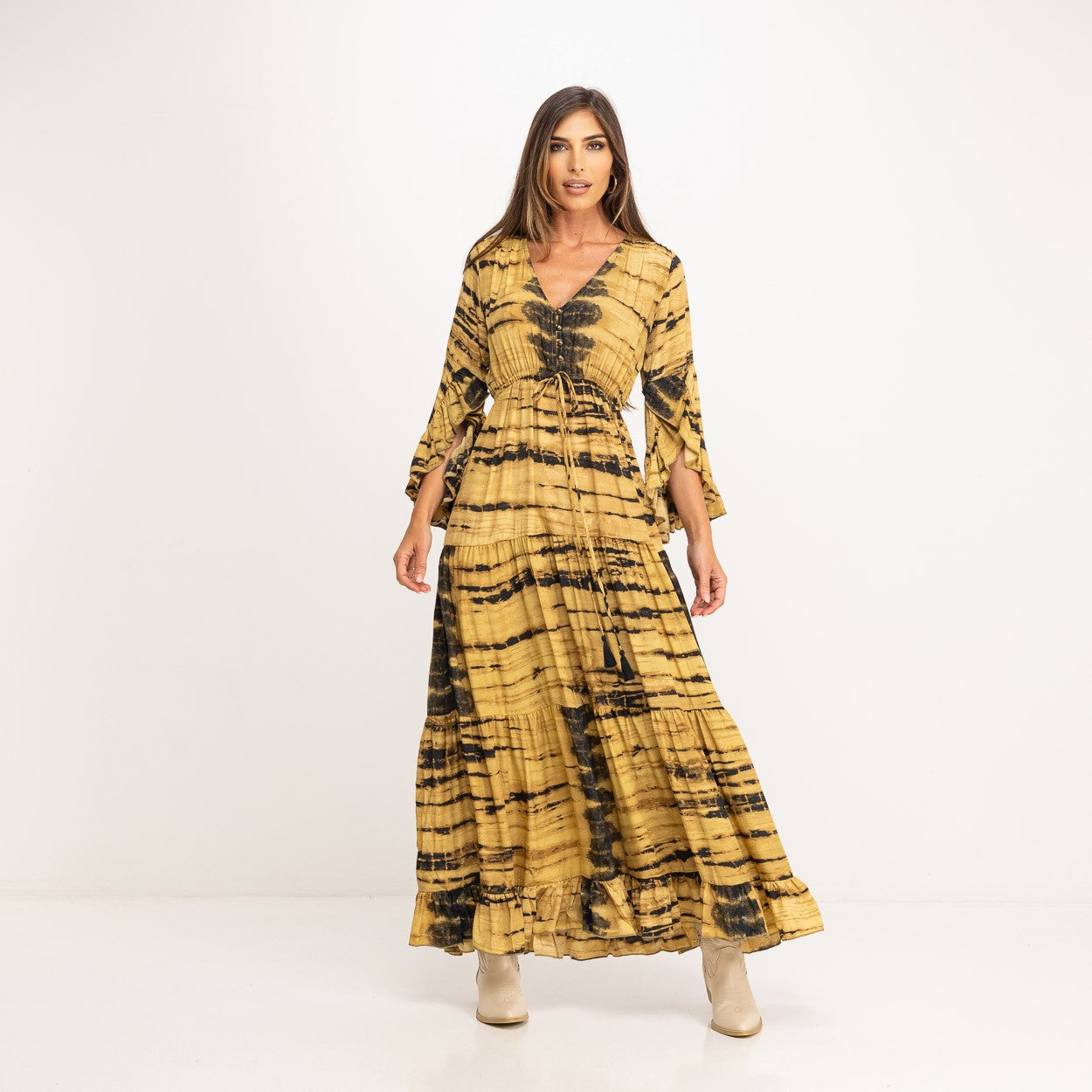 Vestido Boho Estampado Amarillo