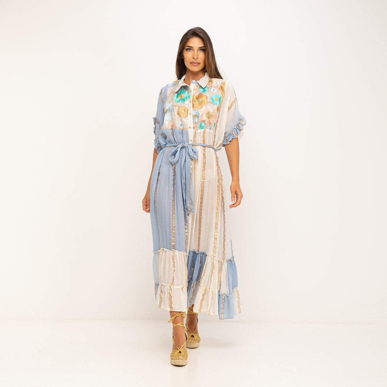 Kaftan estampado flores azul