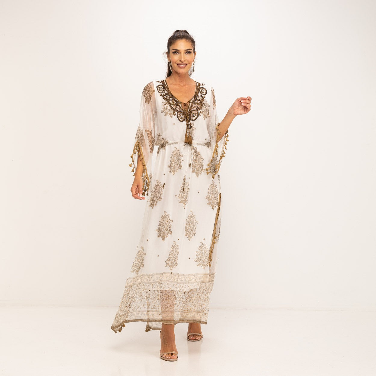 Kaftan Blanco Estampado