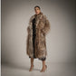Abrigo Largo Peluche animal print Marron