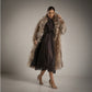 Abrigo Largo Peluche animal print Taupe