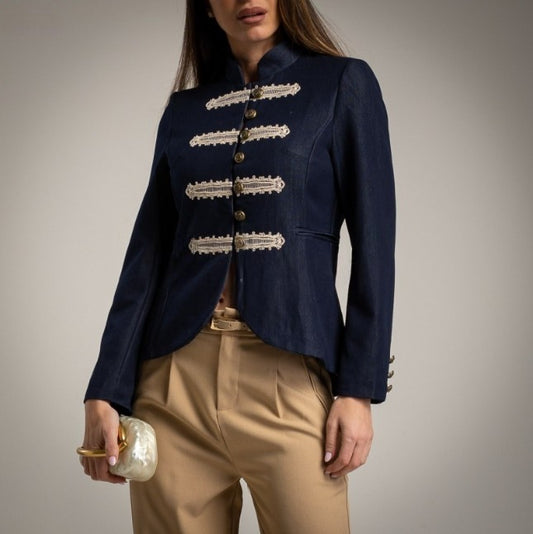 Austriaca Denim bordado dorado