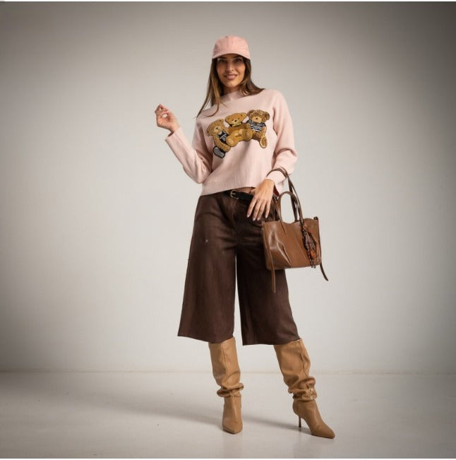 Bermudas de antelina color marron con cinturon