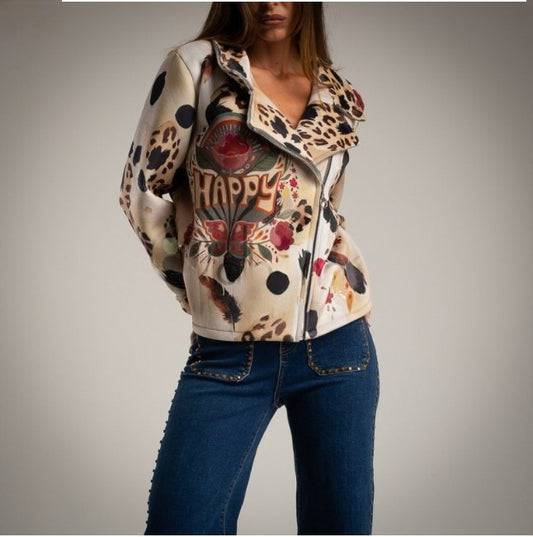 Biker beige Animal Print