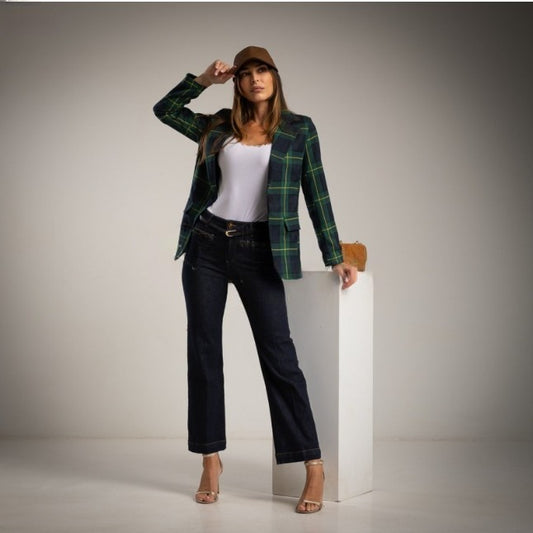 Blazer cuadros tartan azul marino
