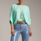 Blusa Manga Japonesa Agua Marina con colgante de regalo ZARA