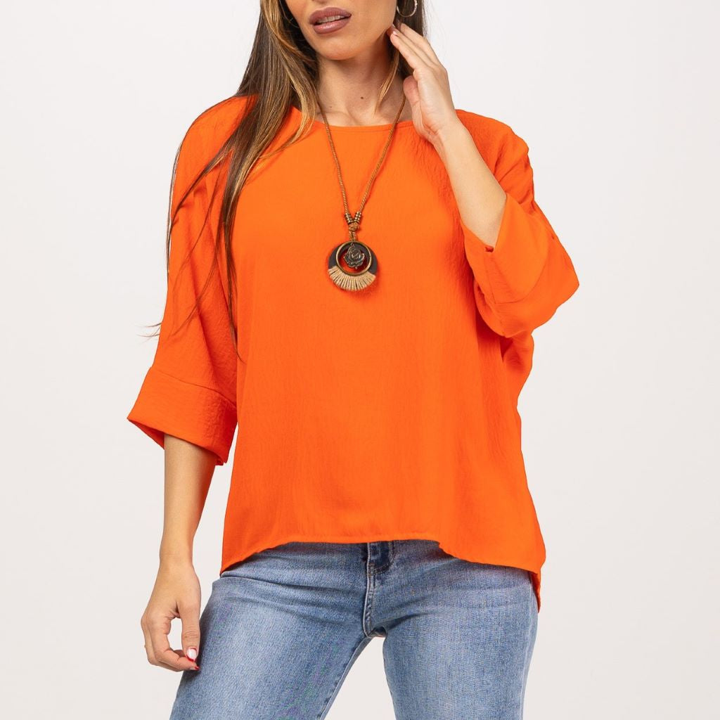 Blusa Manga Japonesa Naranja ZARA
