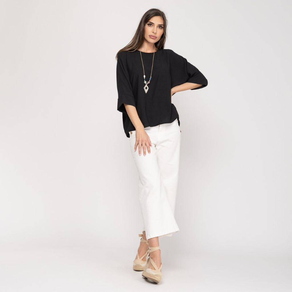 Blusa Manga Japonesa Negra Chris Botti Shop