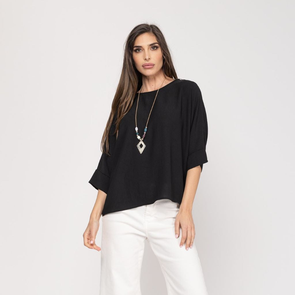 Blusa Manga Japonesa Negra ZARA